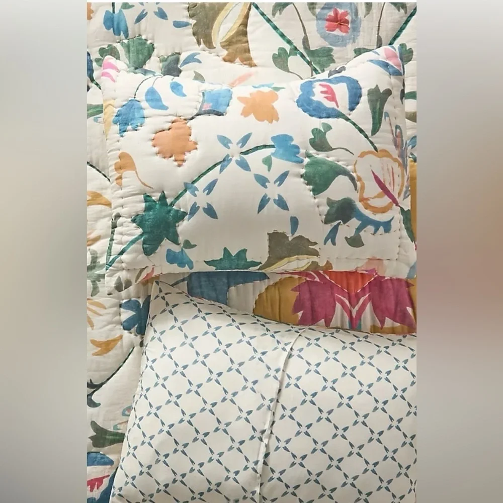 Anthropologie Sawyer Quilted Cotton Shams, Set of 2, NWT